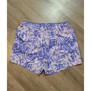 Columbia PFG Swim Shorts Mens L Purple Floral 5" Nylon Fishing Trunks